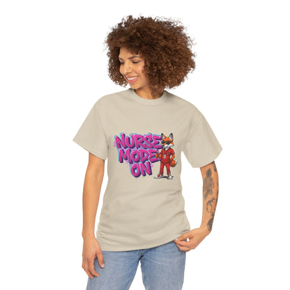 Nurse Mode On T-Shirt — Cute Fox Nurse Graphic Tee for Healthcare Workers