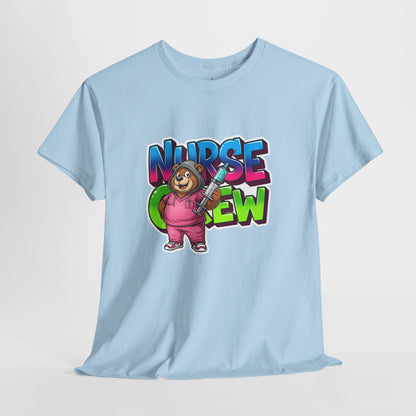 Nurse Crew Bear T‑Shirt — Cute Pink Nurse Cartoon Tee for Nurses & Medical Staff