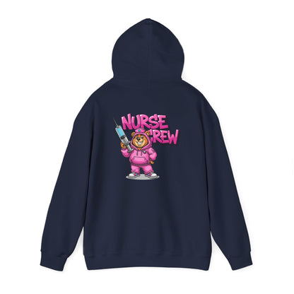 Nurse Crew Hoodie — Cute Teddy Nurse with Syringe Graphic