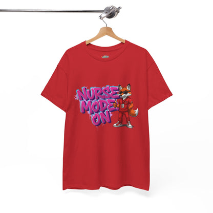 Nurse Mode On T-Shirt — Cute Fox Nurse Graphic Tee for Healthcare Workers