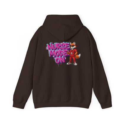 Unisex Nurse Hoodie — 'Nurse Mode On' Cute Nurse Fox Graphic Pullover