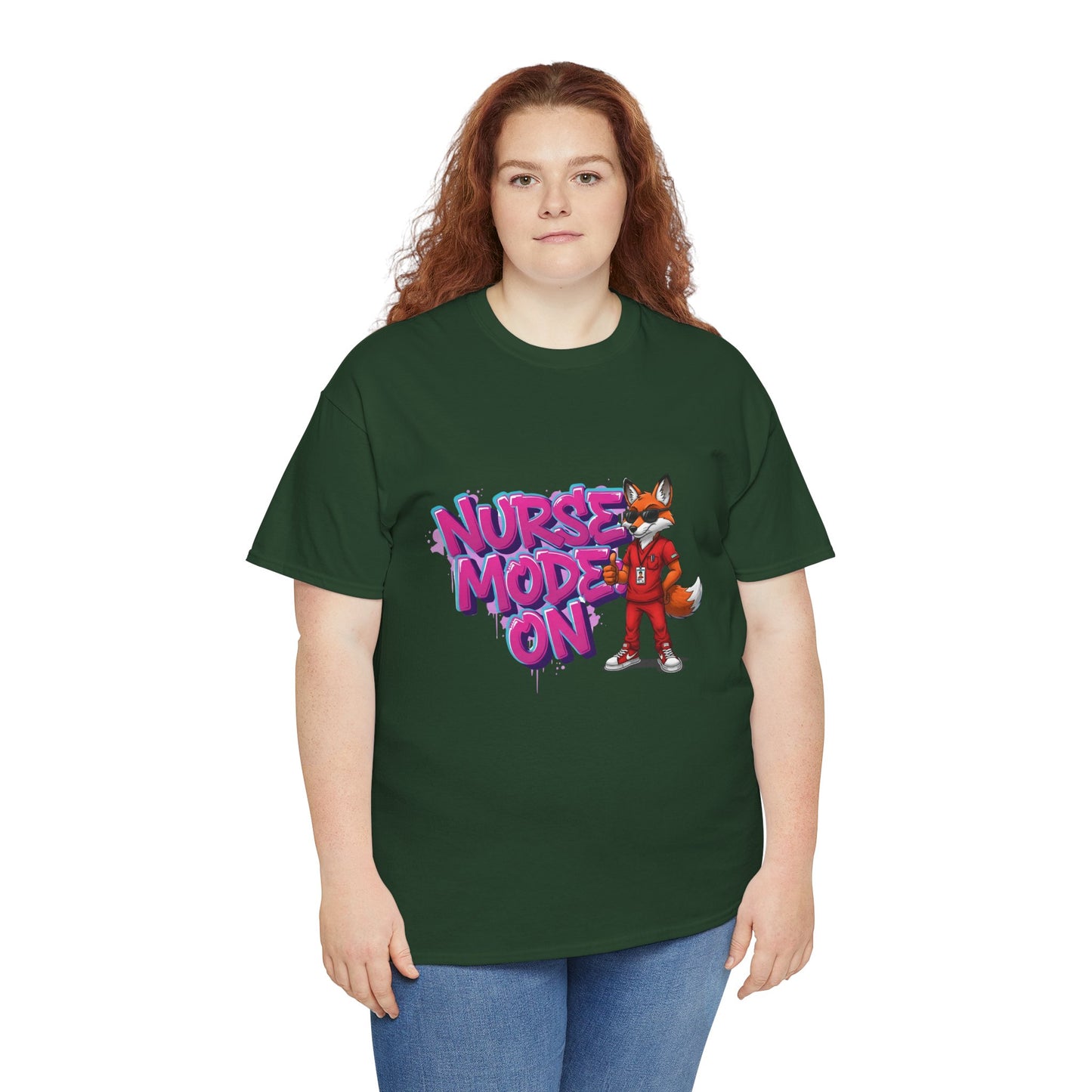 Nurse Mode On T-Shirt — Cute Fox Nurse Graphic Tee for Healthcare Workers
