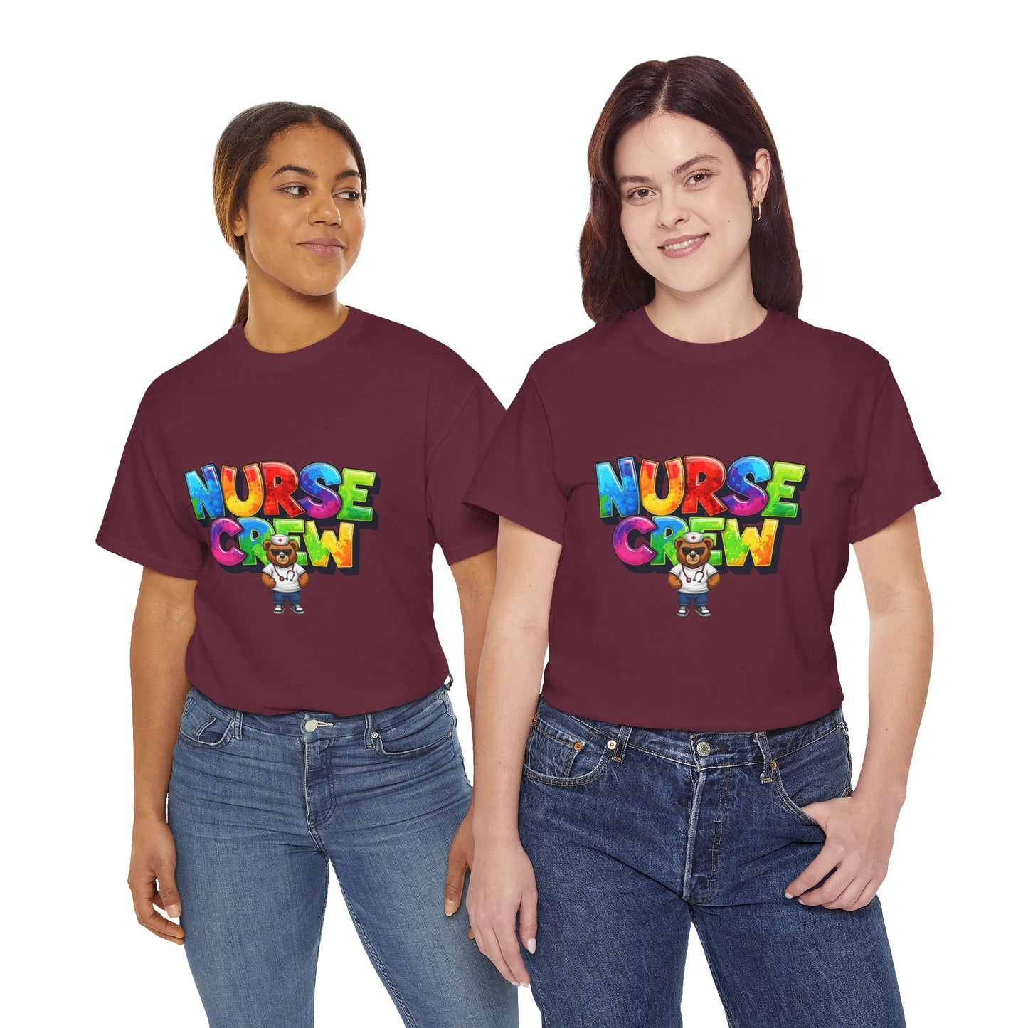 Nurse Crew Graphic Tee — Colorful Cartoon Nurse Appreciation Shirt