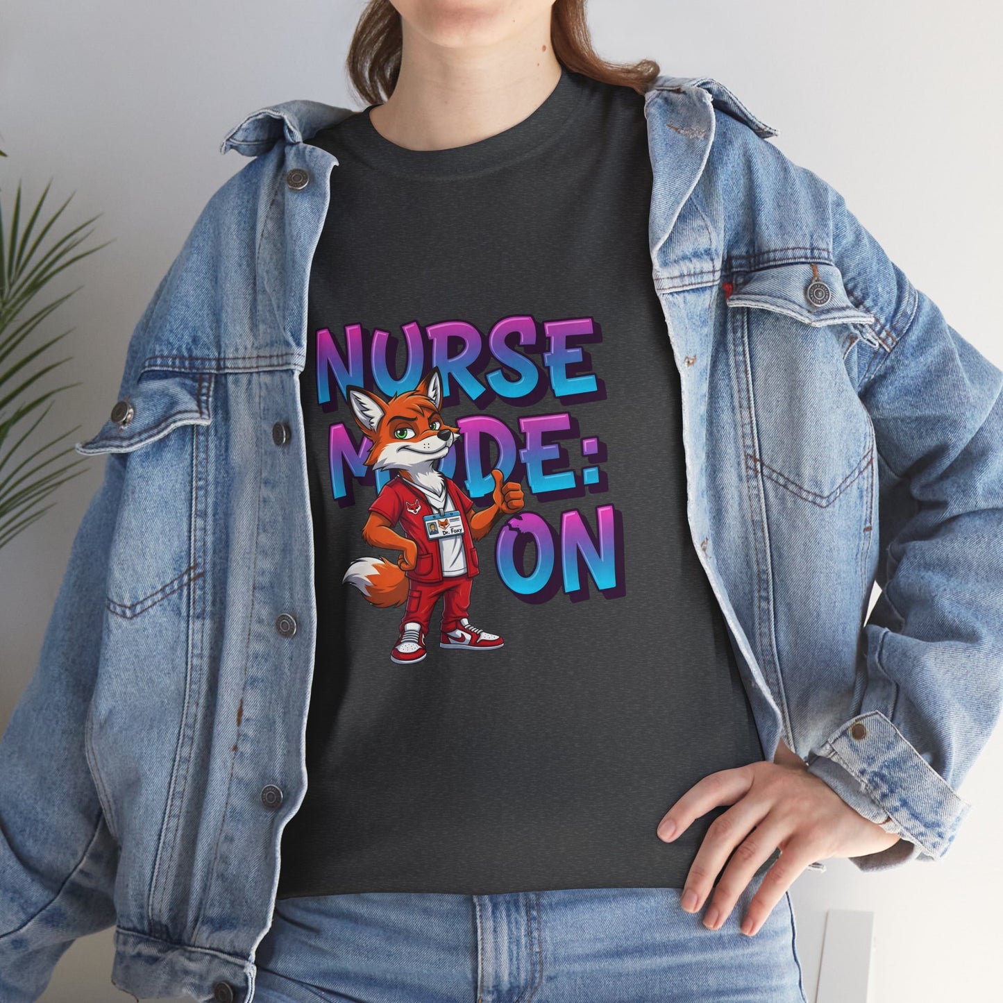Nurse Mode On T‑Shirt — Cute Fox Nurse Graphic Tee for Nurses & Nursing Students