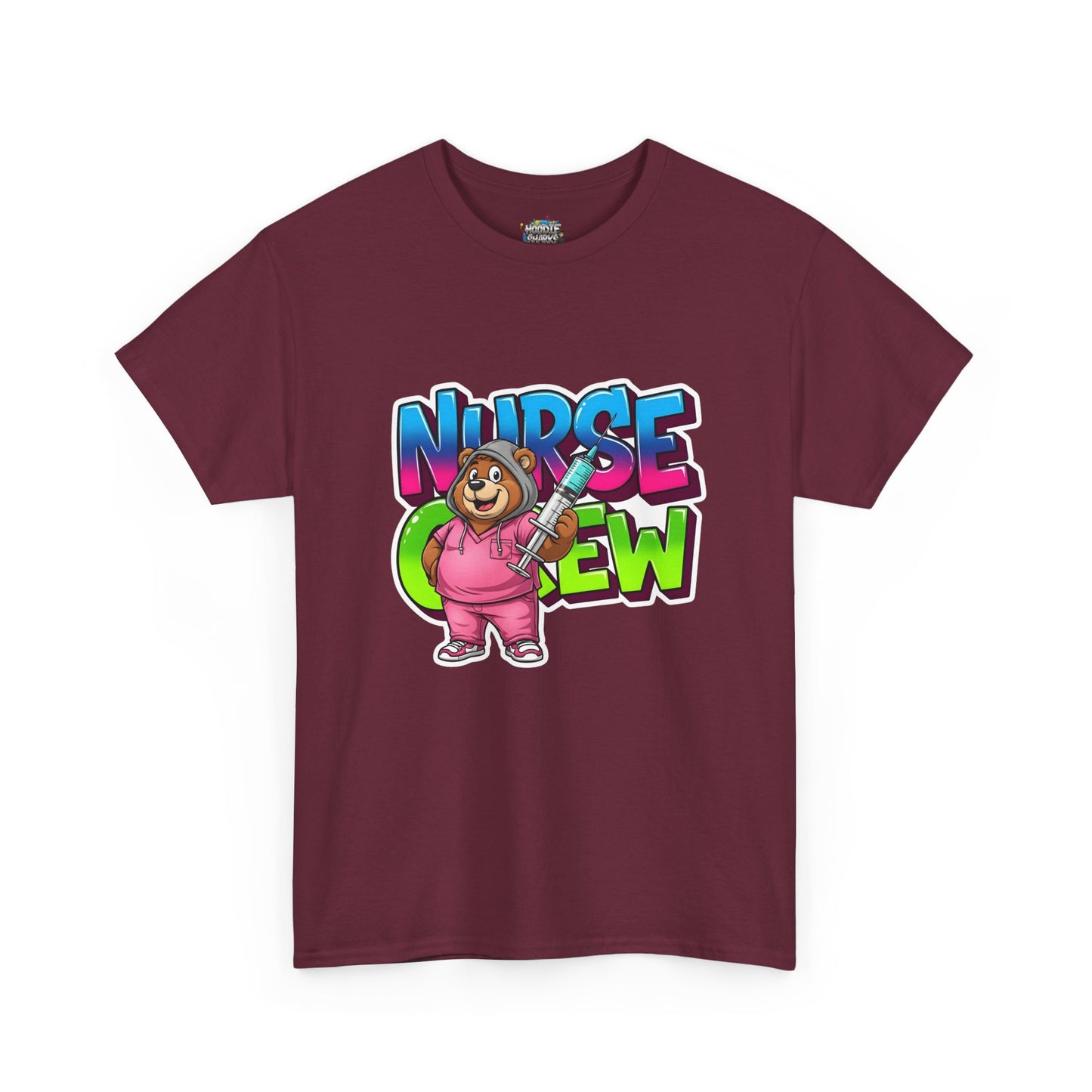 Nurse Crew Bear T‑Shirt — Cute Pink Nurse Cartoon Tee for Nurses & Medical Staff