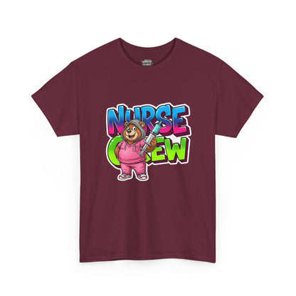 Nurse Crew Bear T‑Shirt — Cute Pink Nurse Cartoon Tee for Nurses & Medical Staff