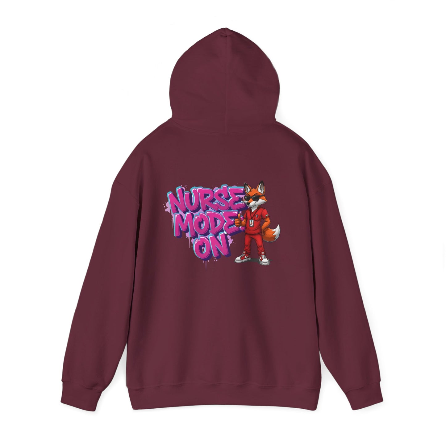 Unisex Nurse Hoodie — 'Nurse Mode On' Cute Nurse Fox Graphic Pullover