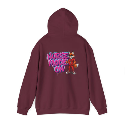 Unisex Nurse Hoodie — 'Nurse Mode On' Cute Nurse Fox Graphic Pullover