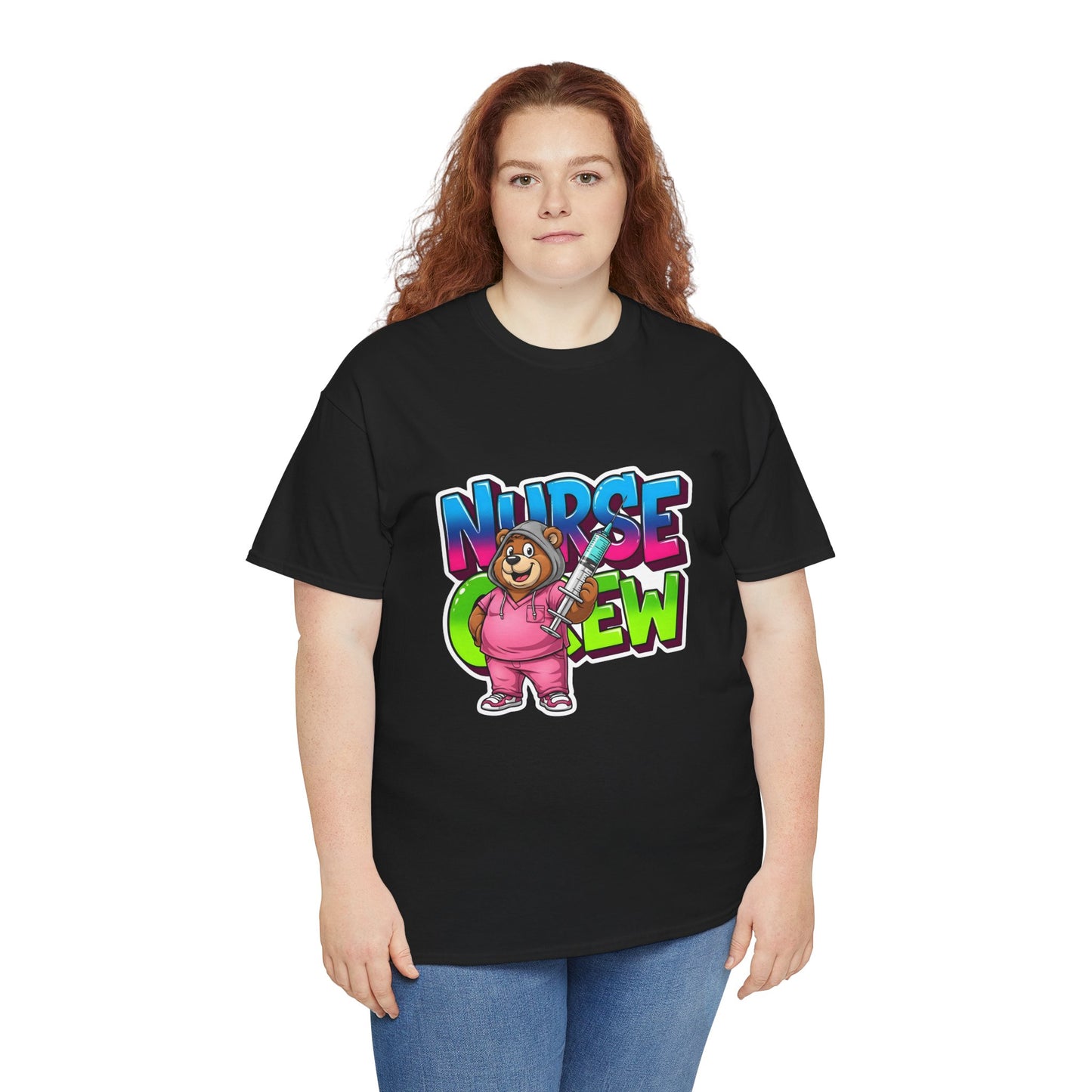 Nurse Crew Bear T‑Shirt — Cute Pink Nurse Cartoon Tee for Nurses & Medical Staff