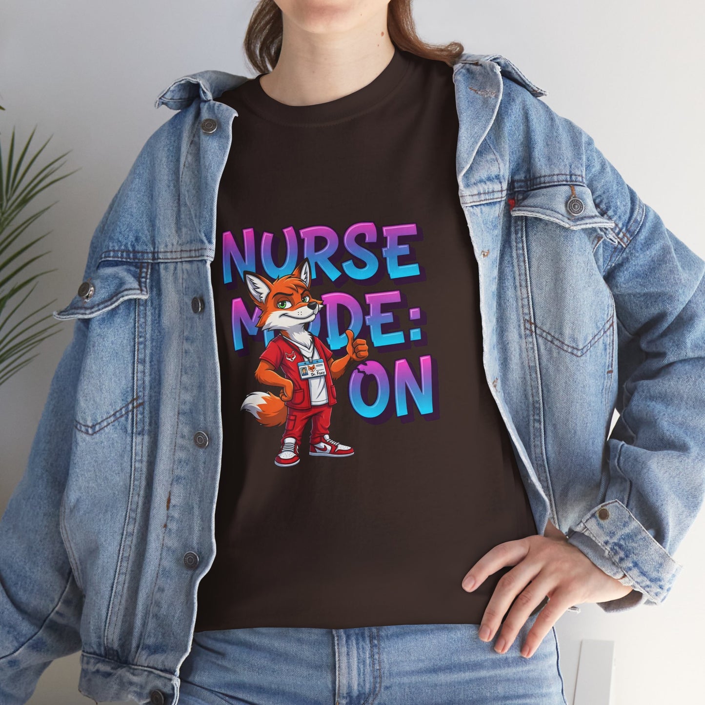Nurse Mode On T‑Shirt — Cute Fox Nurse Graphic Tee for Nurses & Nursing Students