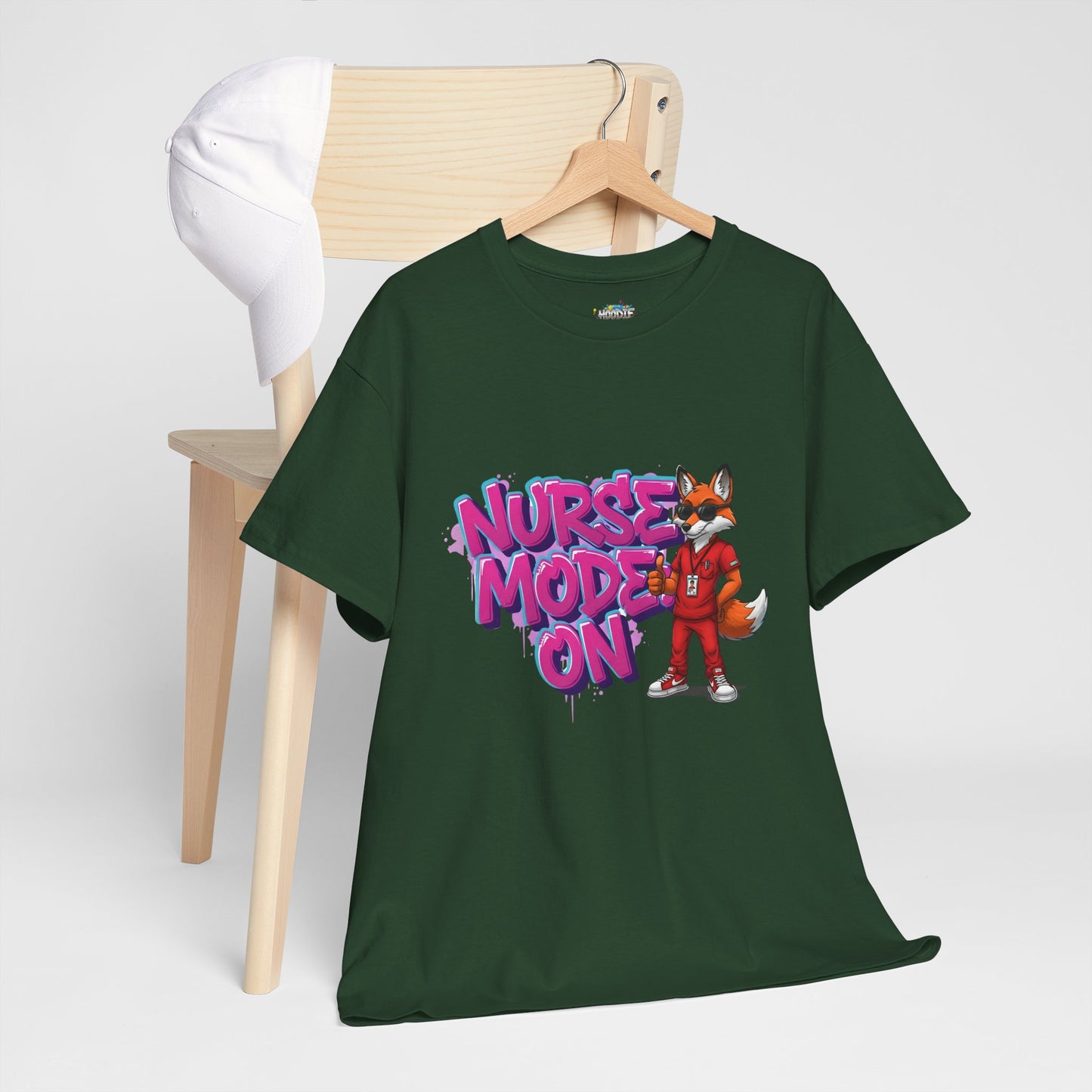 Nurse Mode On T-Shirt — Cute Fox Nurse Graphic Tee for Healthcare Workers
