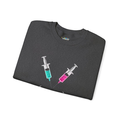 Syringe Smile Crewneck Nurse Sweatshirt - Cute Neon Vaccine Needle Design