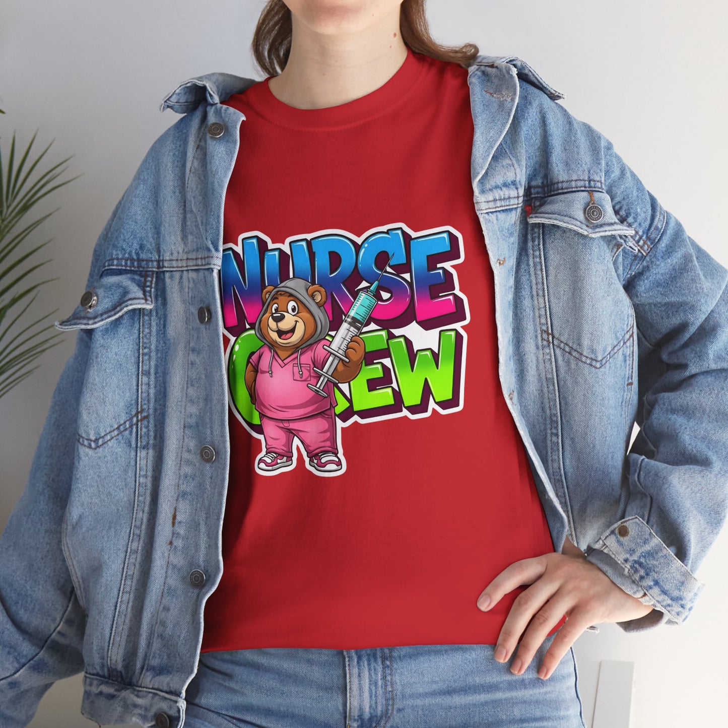 Nurse Crew Bear T‑Shirt — Cute Pink Nurse Cartoon Tee for Nurses & Medical Staff