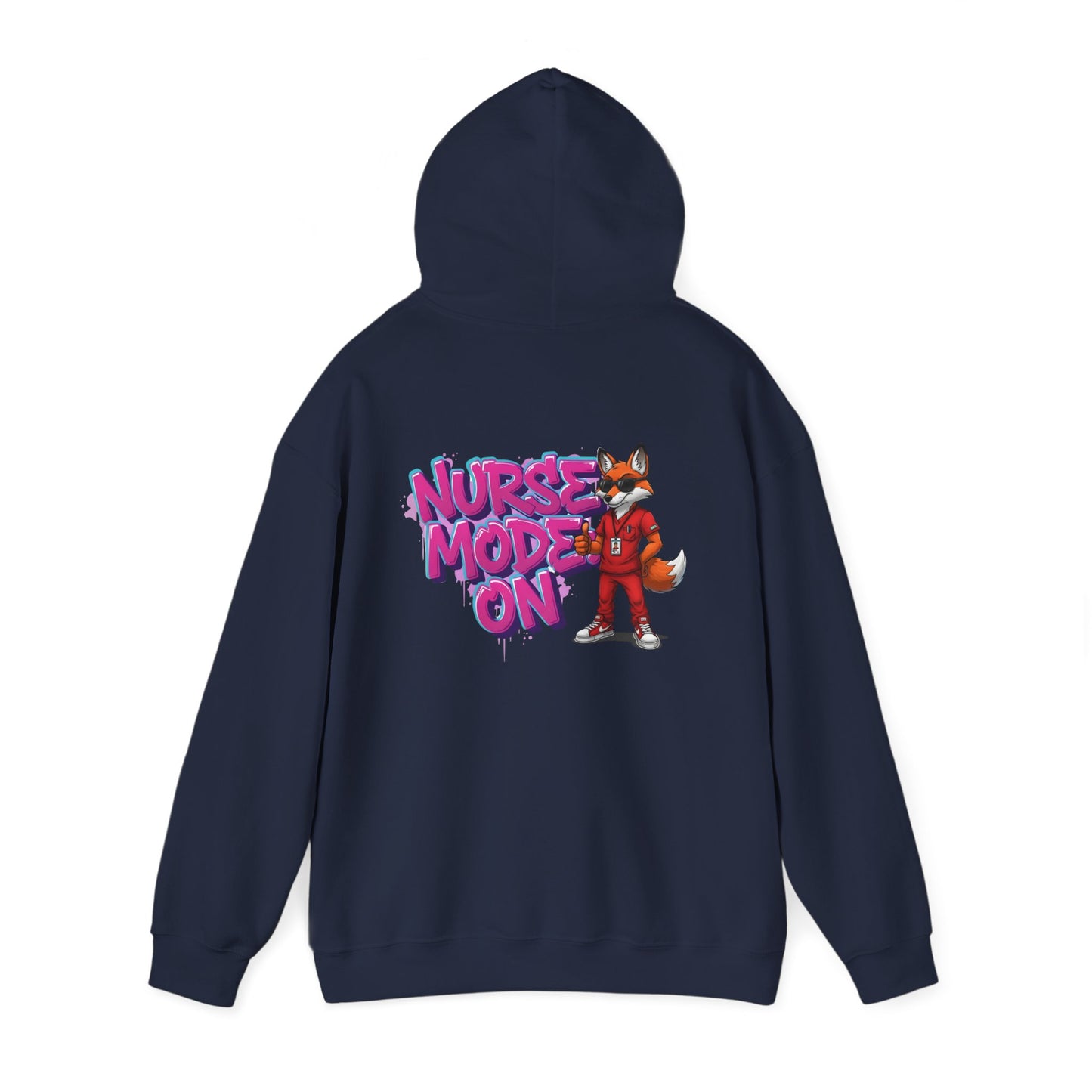 Unisex Nurse Hoodie — 'Nurse Mode On' Cute Nurse Fox Graphic Pullover