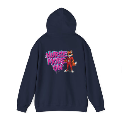 Unisex Nurse Hoodie — 'Nurse Mode On' Cute Nurse Fox Graphic Pullover