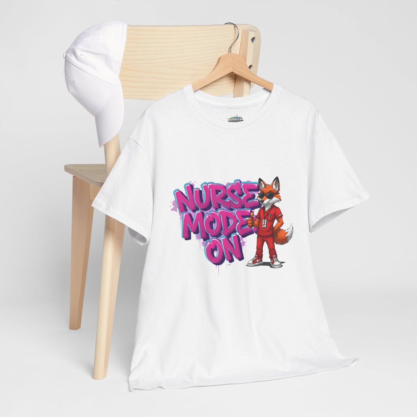 Nurse Mode On T-Shirt — Cute Fox Nurse Graphic Tee for Healthcare Workers