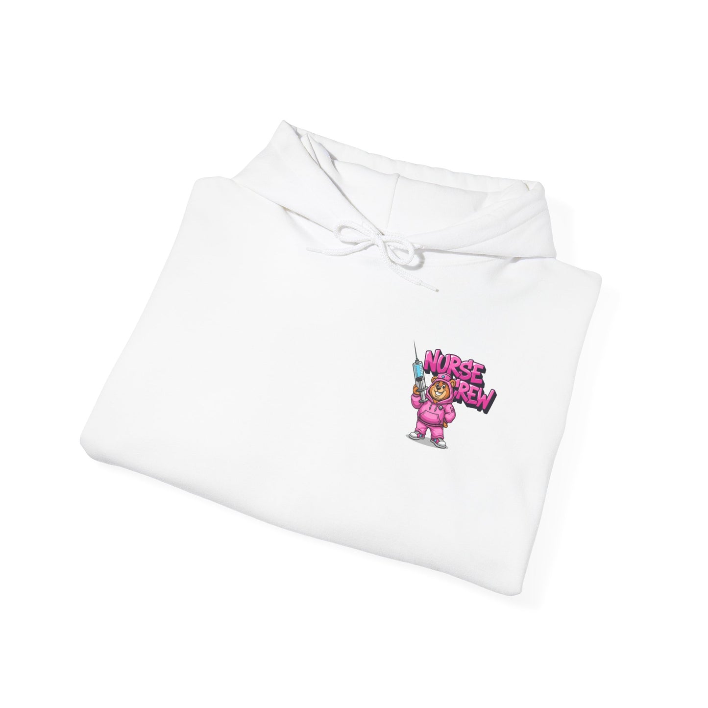 Nurse Crew Hoodie — Cute Teddy Nurse with Syringe Graphic