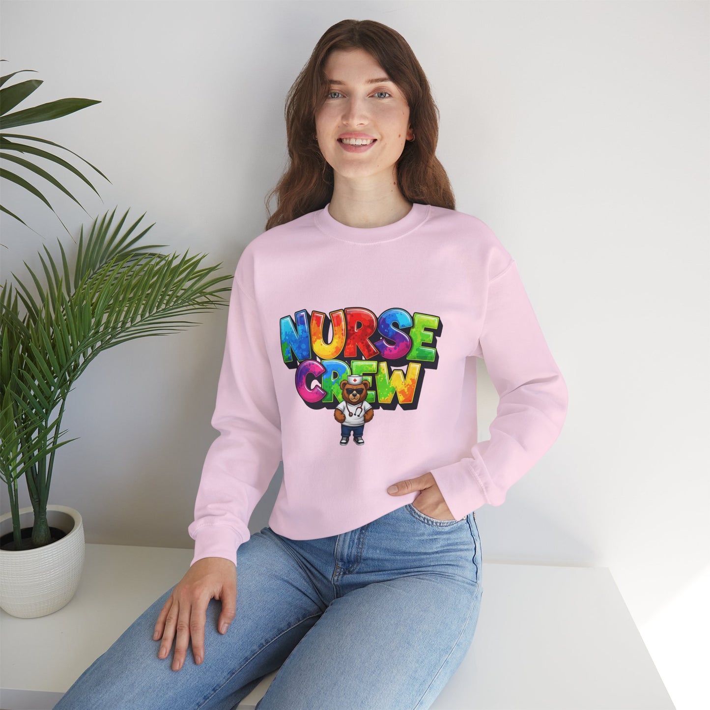Nurse Crew Sweatshirt — 'NURSE CREW' Graphic Pullover for Healthcare Professionals