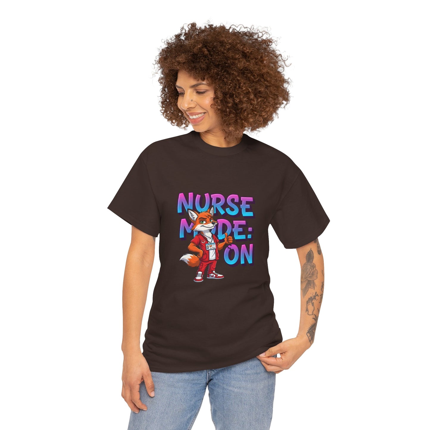 Nurse Mode On T‑Shirt — Cute Fox Nurse Graphic Tee for Nurses & Nursing Students