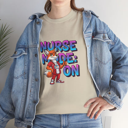 Nurse Mode On T‑Shirt — Cute Fox Nurse Graphic Tee for Nurses & Nursing Students