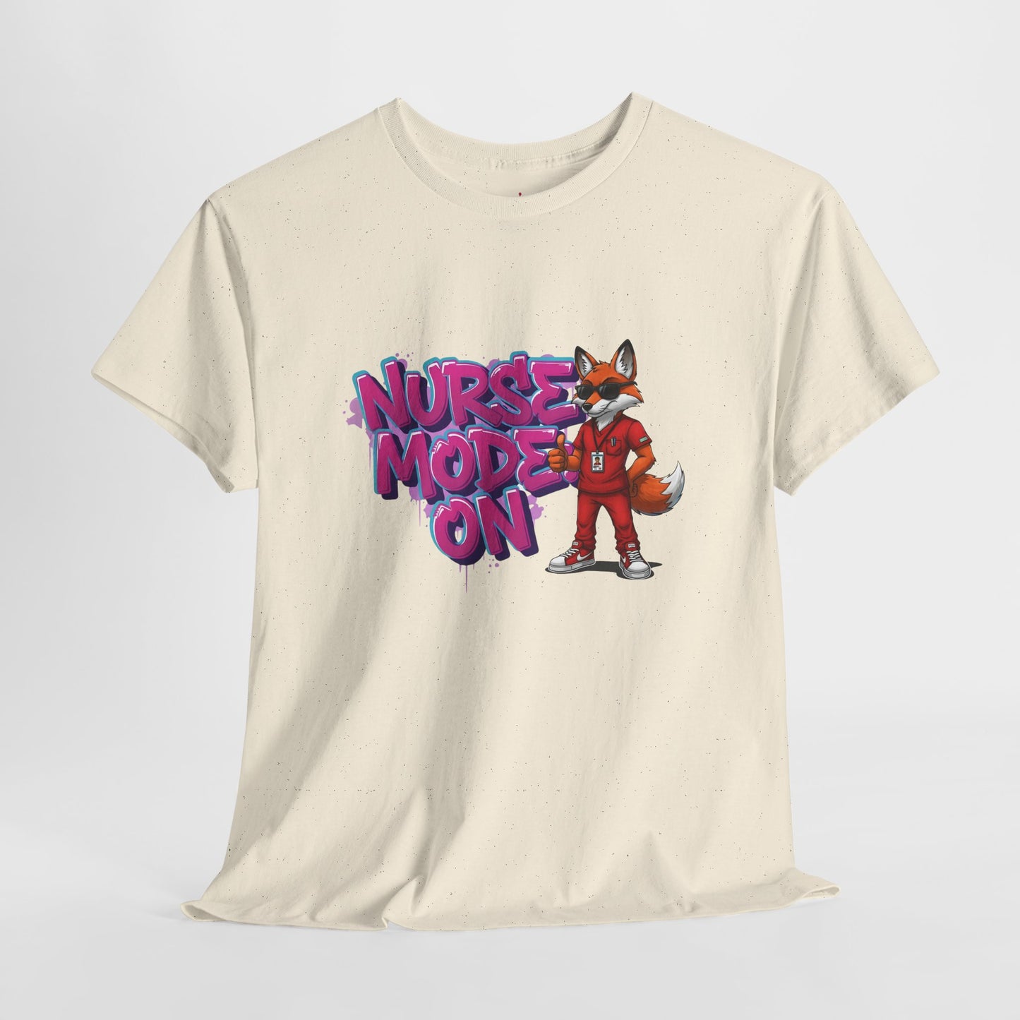 Nurse Mode On T-Shirt — Cute Fox Nurse Graphic Tee for Healthcare Workers