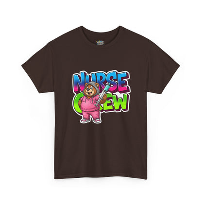 Nurse Crew Bear T‑Shirt — Cute Pink Nurse Cartoon Tee for Nurses & Medical Staff