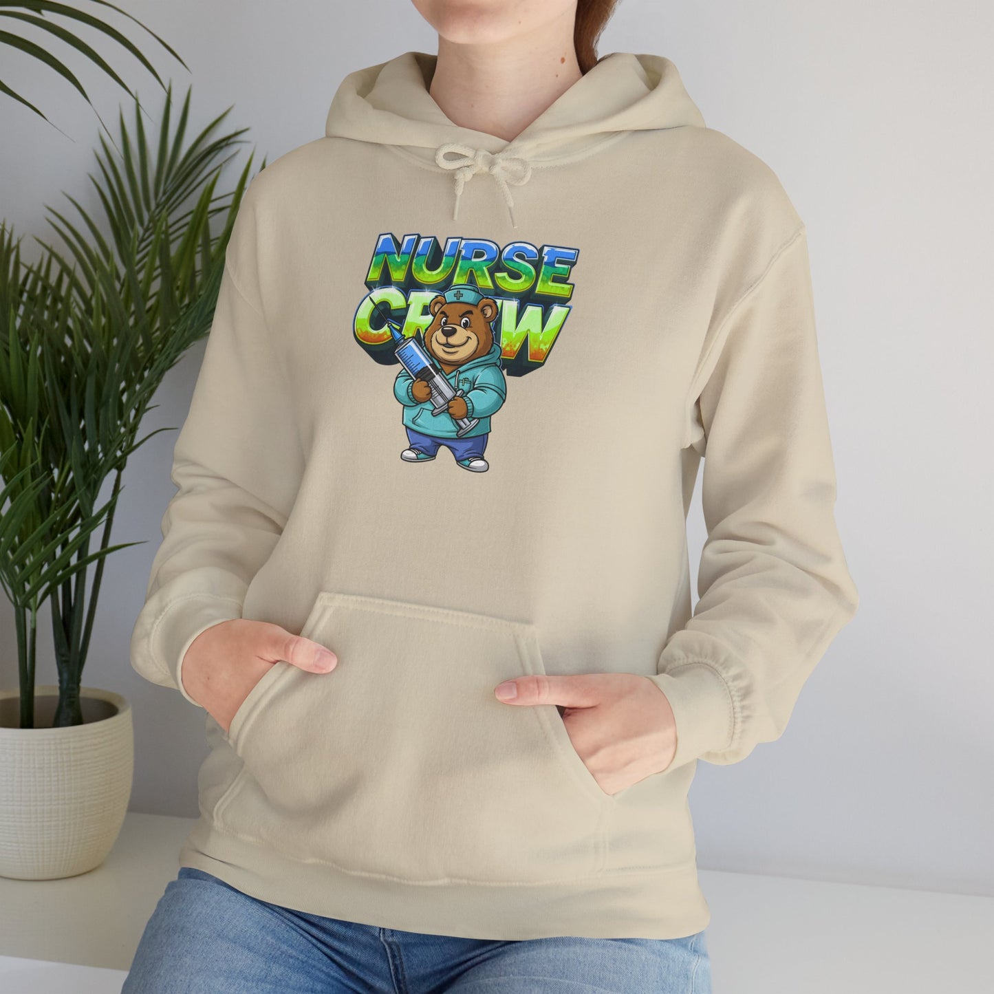 Unisex Nurse Crew Hoodie — Cute Bear Nurse Graphic Pullover