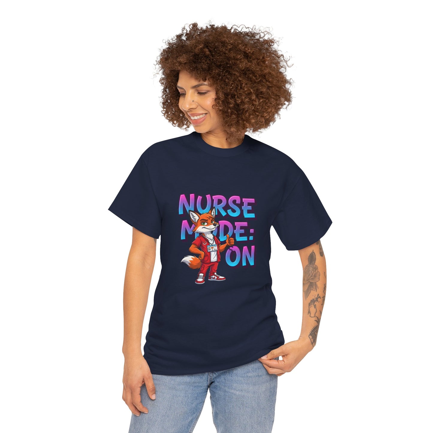 Nurse Mode On T‑Shirt — Cute Fox Nurse Graphic Tee for Nurses & Nursing Students
