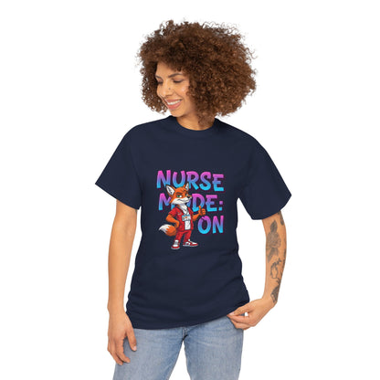 Nurse Mode On T‑Shirt — Cute Fox Nurse Graphic Tee for Nurses & Nursing Students