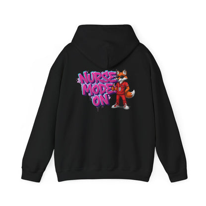 Unisex Nurse Hoodie — 'Nurse Mode On' Cute Nurse Fox Graphic Pullover
