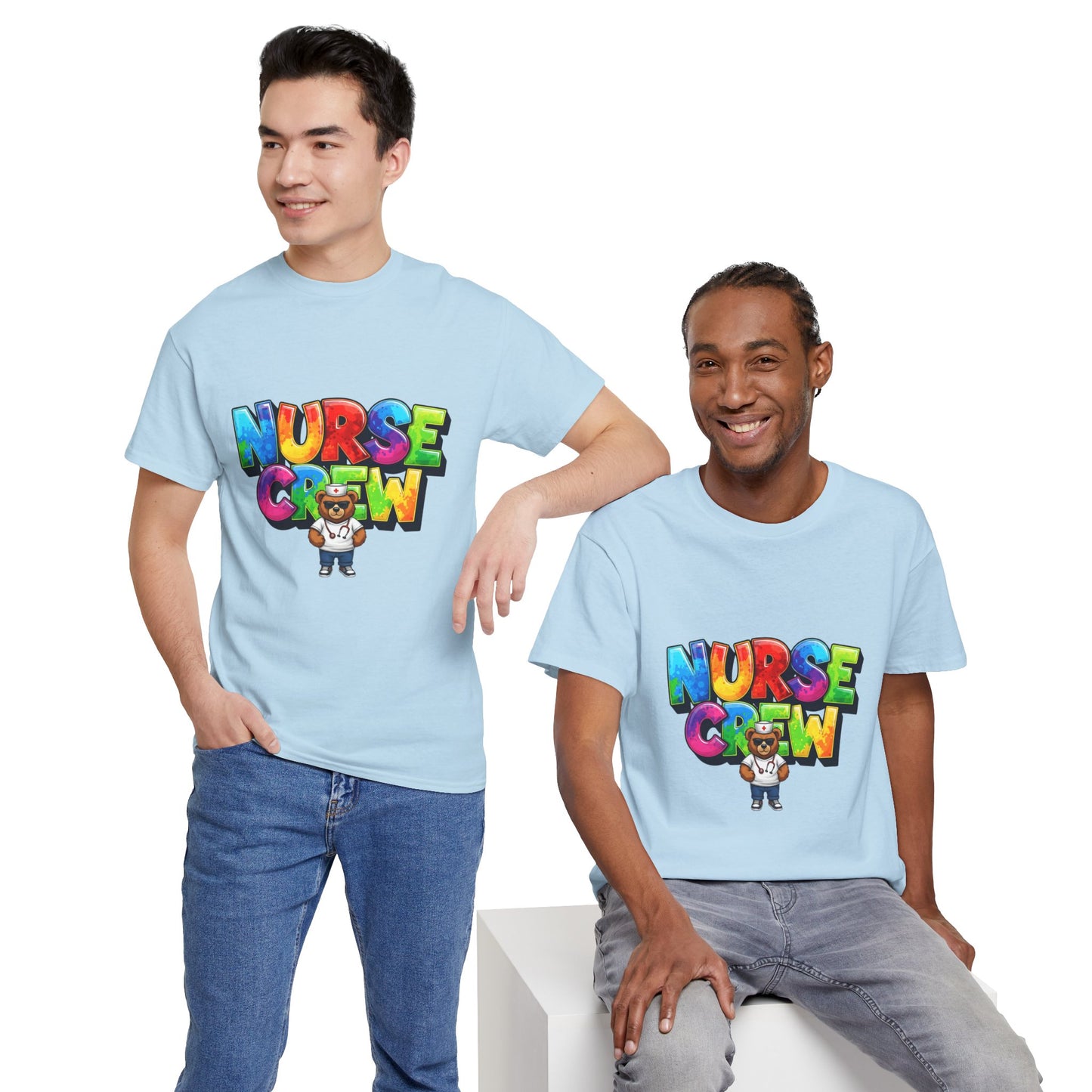 Nurse Crew Graphic Tee — Colorful Cartoon Nurse Appreciation Shirt