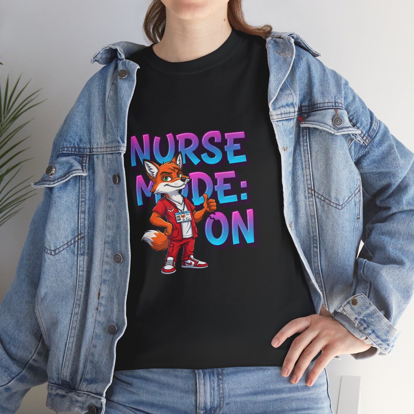 Nurse Mode On T‑Shirt — Cute Fox Nurse Graphic Tee for Nurses & Nursing Students