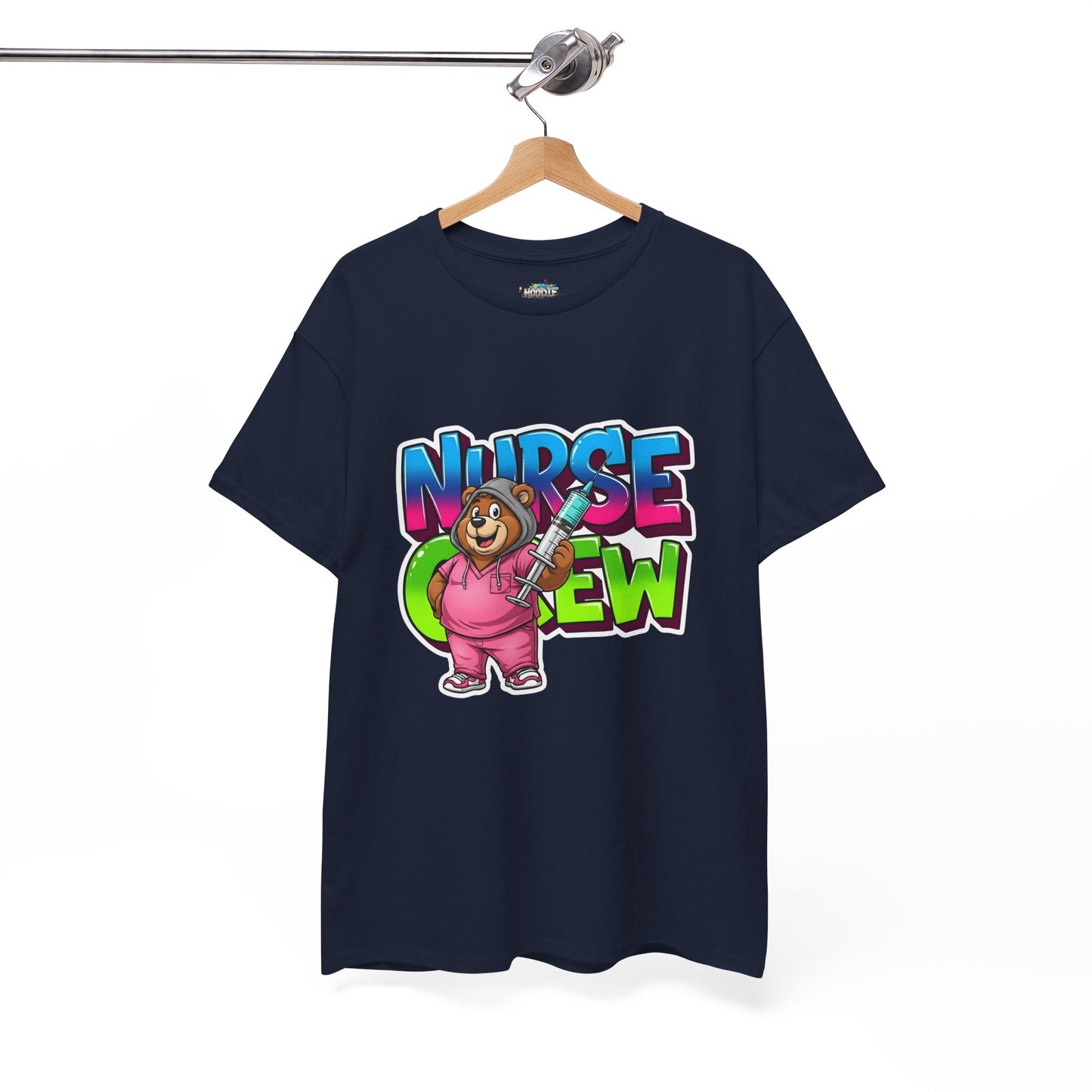 Nurse Crew Bear T‑Shirt — Cute Pink Nurse Cartoon Tee for Nurses & Medical Staff