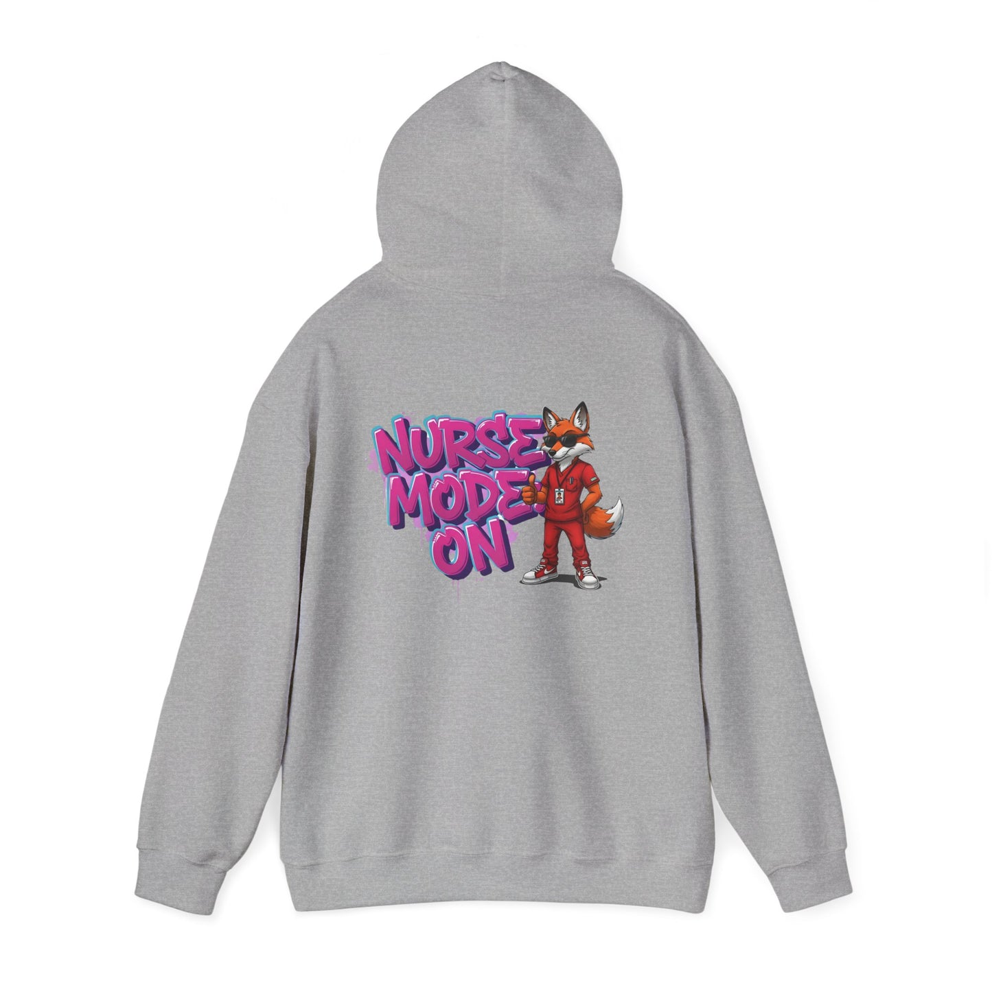 Unisex Nurse Hoodie — 'Nurse Mode On' Cute Nurse Fox Graphic Pullover