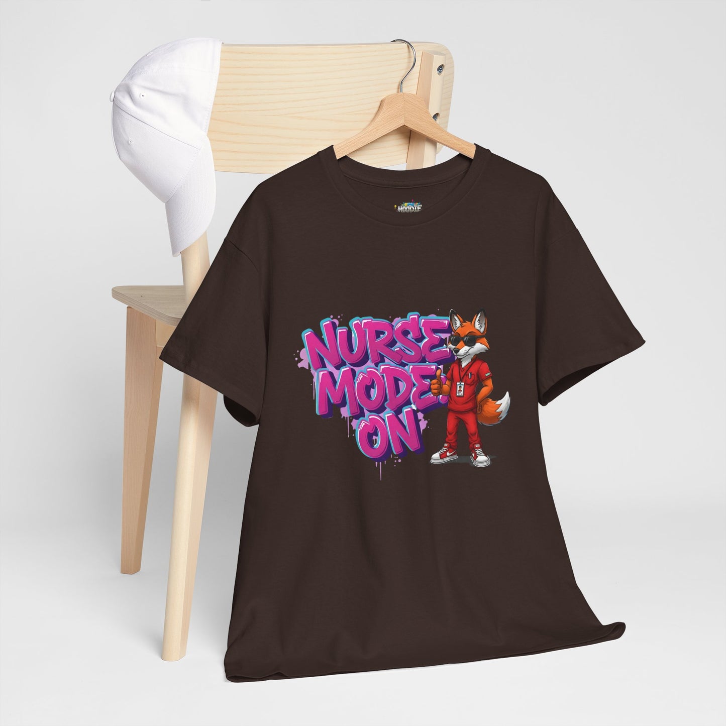 Nurse Mode On T-Shirt — Cute Fox Nurse Graphic Tee for Healthcare Workers