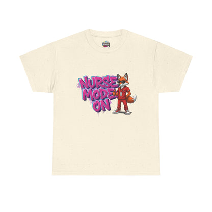 Nurse Mode On T-Shirt — Cute Fox Nurse Graphic Tee for Healthcare Workers