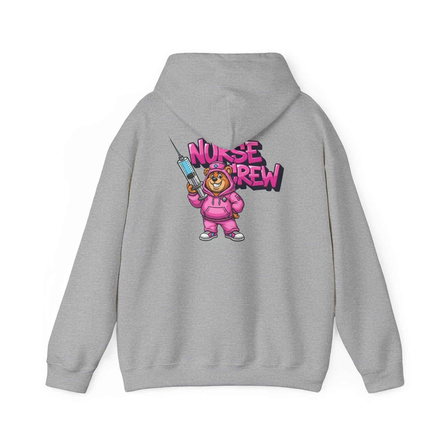 Nurse Crew Hoodie — Cute Teddy Nurse with Syringe Graphic