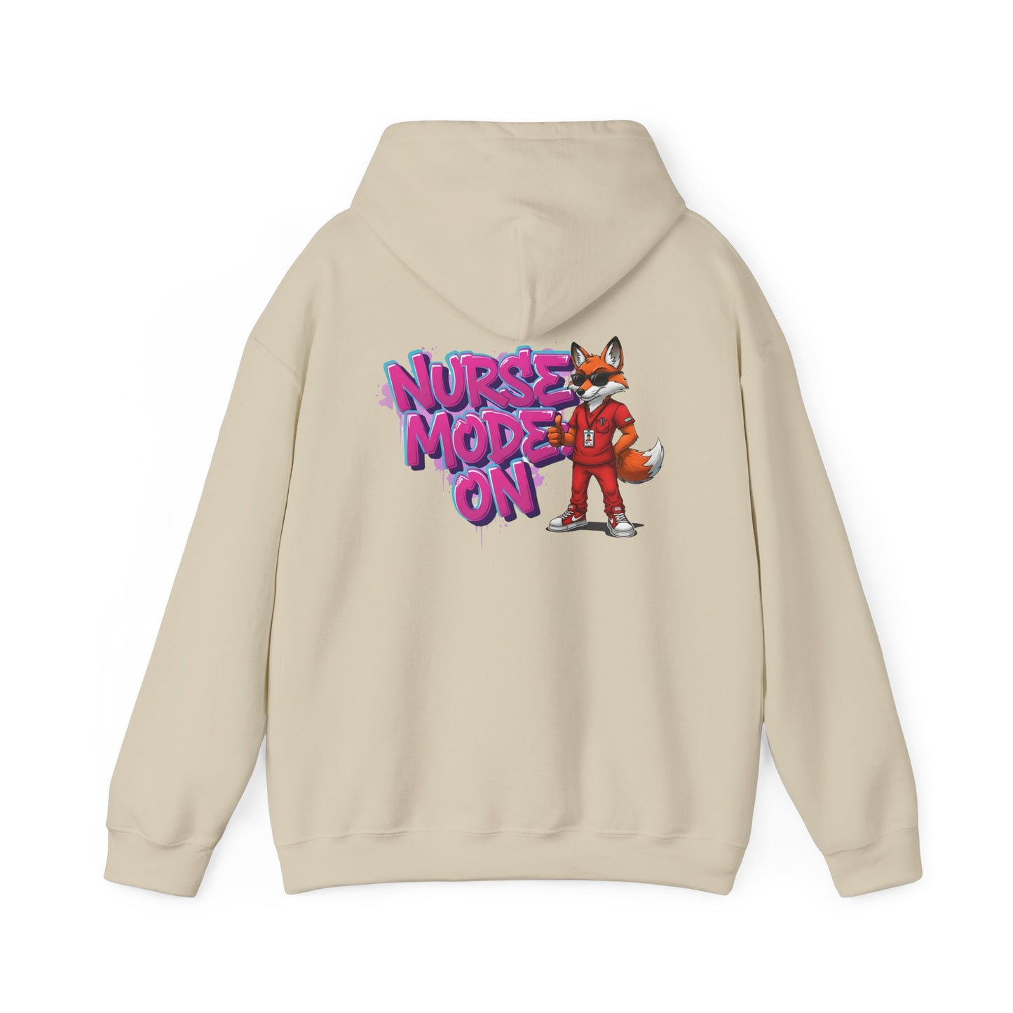 Unisex Nurse Hoodie — 'Nurse Mode On' Cute Nurse Fox Graphic Pullover