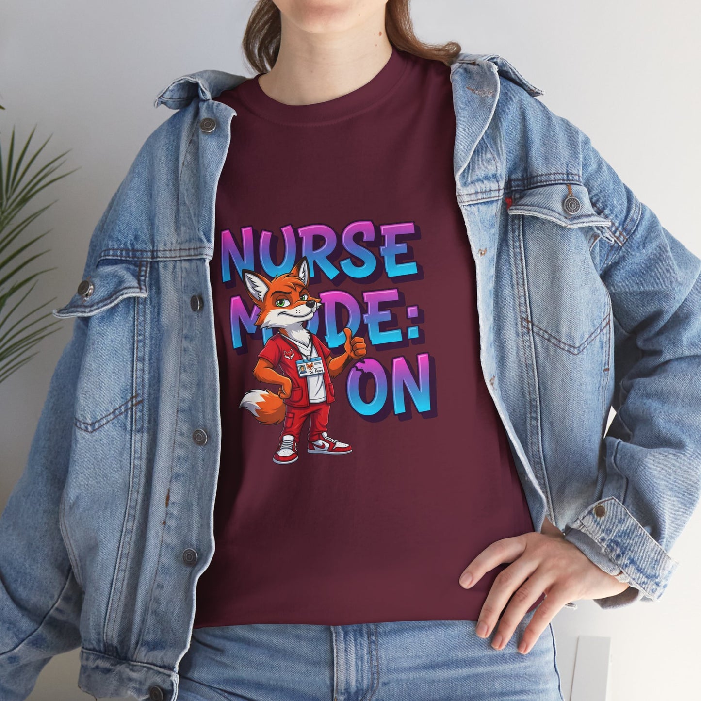 Nurse Mode On T‑Shirt — Cute Fox Nurse Graphic Tee for Nurses & Nursing Students