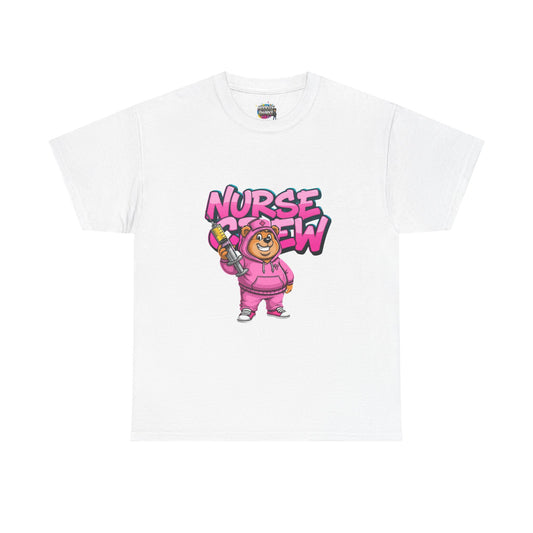 Unisex Nurse Crew T‑Shirt — Cute Pink Cartoon Nurse Graphic Tee