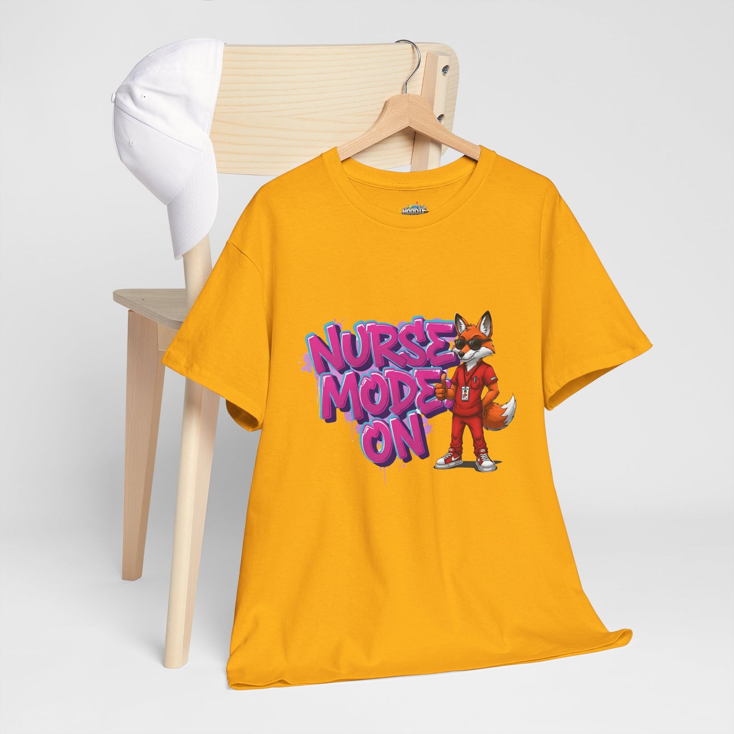 Nurse Mode On T-Shirt — Cute Fox Nurse Graphic Tee for Healthcare Workers