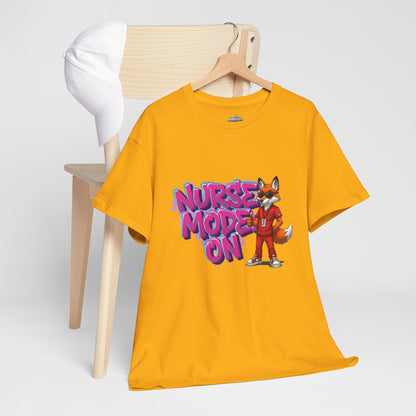 Nurse Mode On T-Shirt — Cute Fox Nurse Graphic Tee for Healthcare Workers