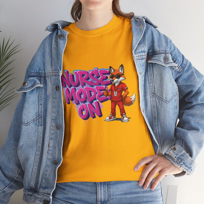 Nurse Mode On T-Shirt — Cute Fox Nurse Graphic Tee for Healthcare Workers