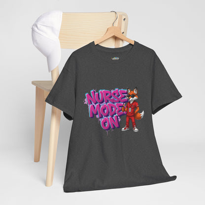 Nurse Mode On T-Shirt — Cute Fox Nurse Graphic Tee for Healthcare Workers
