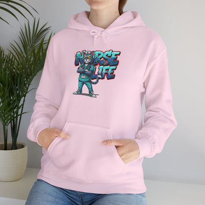 Unisex Nurse Life Hoodie — Cute Cartoon Nurse Graphic Pullover