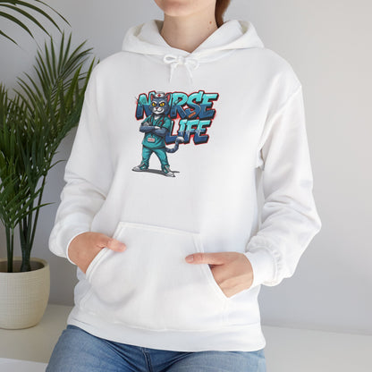 Unisex Nurse Life Hoodie — Cute Cartoon Nurse Graphic Pullover