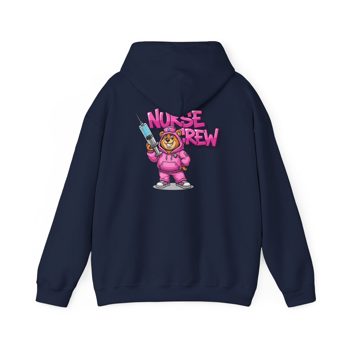 Nurse Crew Hoodie — Cute Teddy Nurse with Syringe Graphic