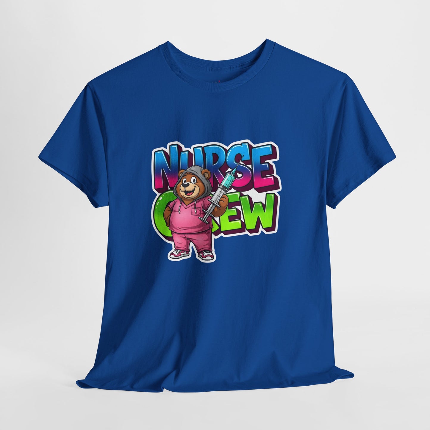 Nurse Crew Bear T‑Shirt — Cute Pink Nurse Cartoon Tee for Nurses & Medical Staff
