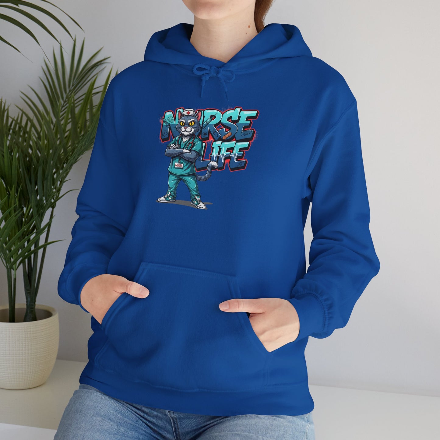 Unisex Nurse Life Hoodie — Cute Cartoon Nurse Graphic Pullover