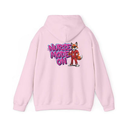 Unisex Nurse Hoodie — 'Nurse Mode On' Cute Nurse Fox Graphic Pullover